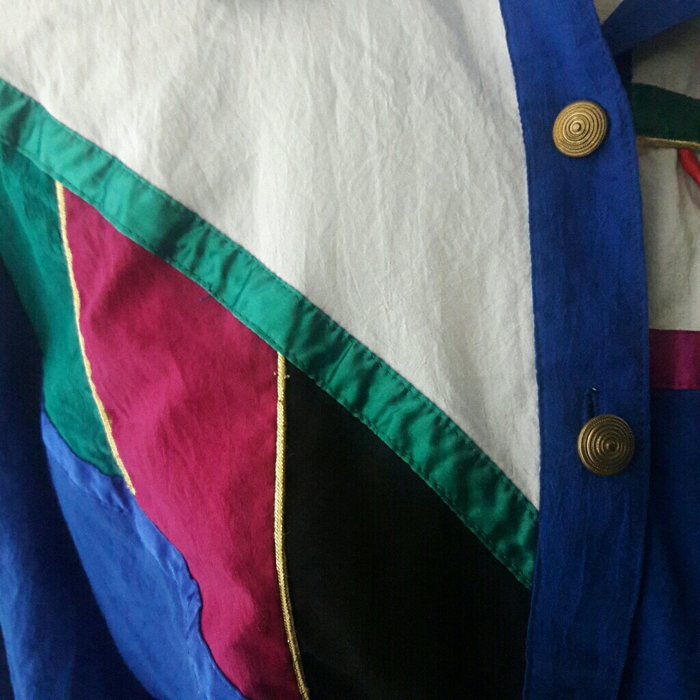 VTG 80s 90s Color Block Top Art To Wear Pop Over - Picture 5 of 8
